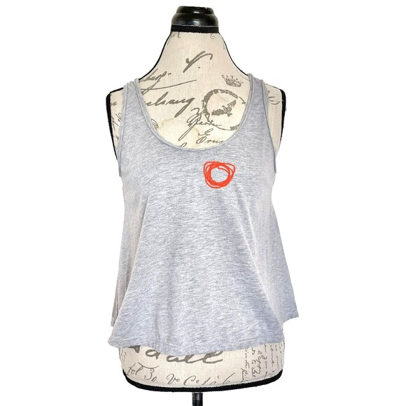Ropaje Womens Tank Top Sz Medium Heather Gray Rolled Neckline Cropped Minimalist - Picture 12 of 13